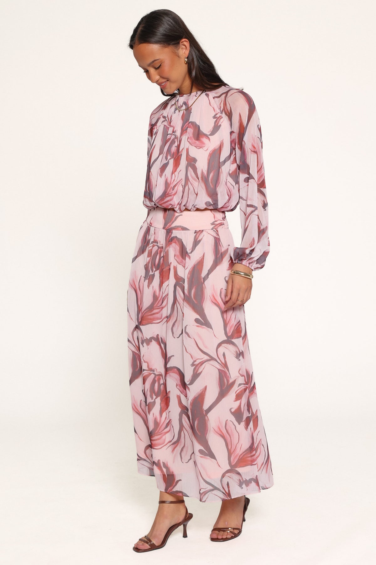 Lorei Chiffon Skirt Set - Pink Petal