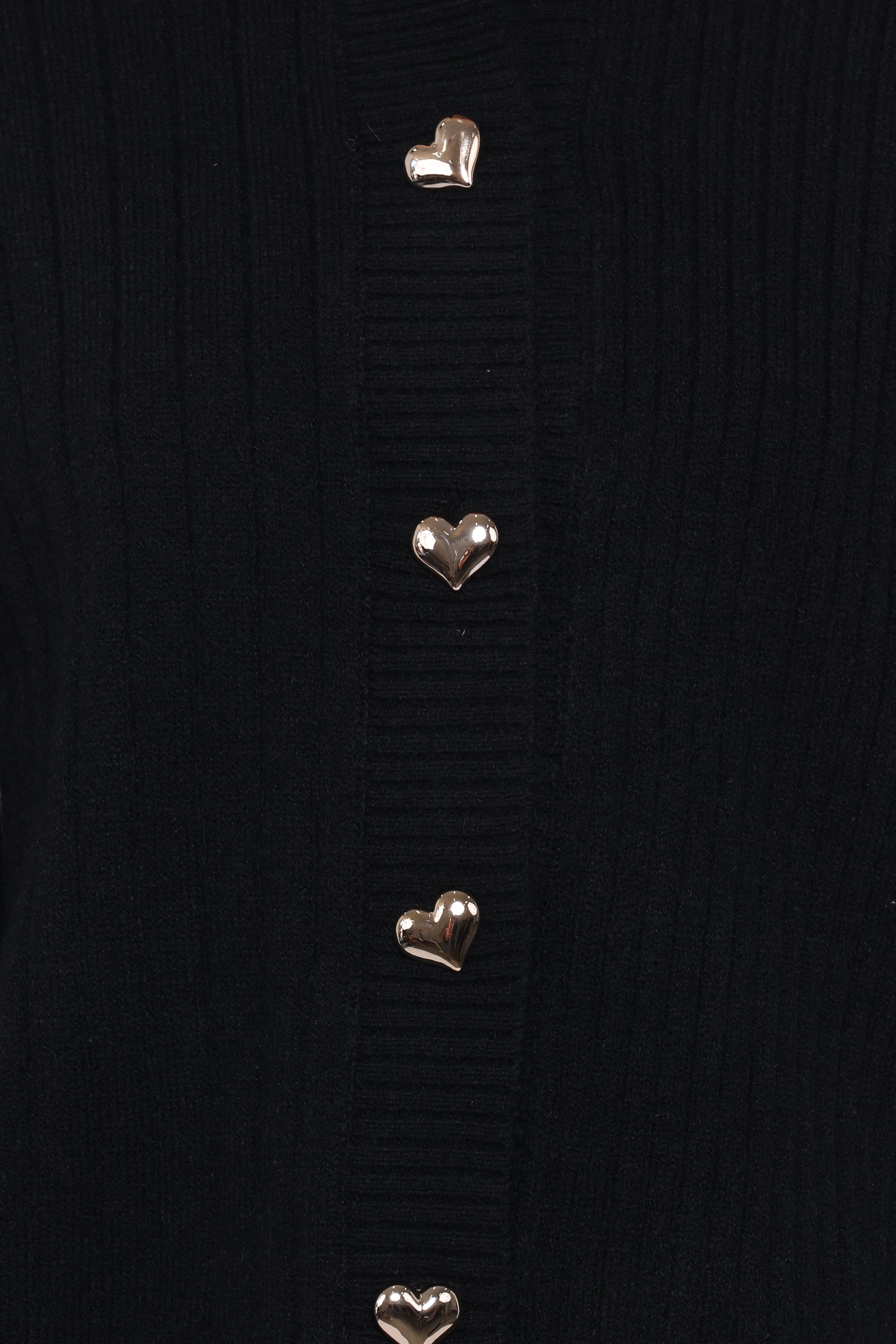 Loulani Heart Button Cardigan - Black