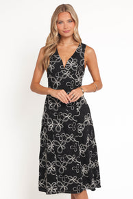 Loven Midi Dress - Black/White
