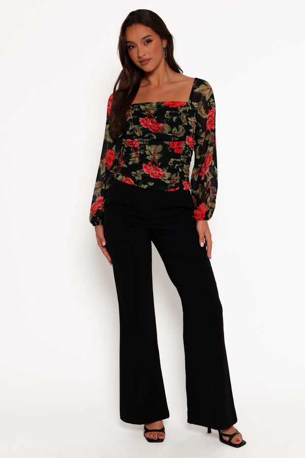 Maia Top - Black Floral