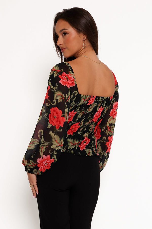 Maia Top - Black Floral