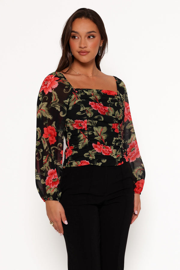 Maia Top - Black Floral