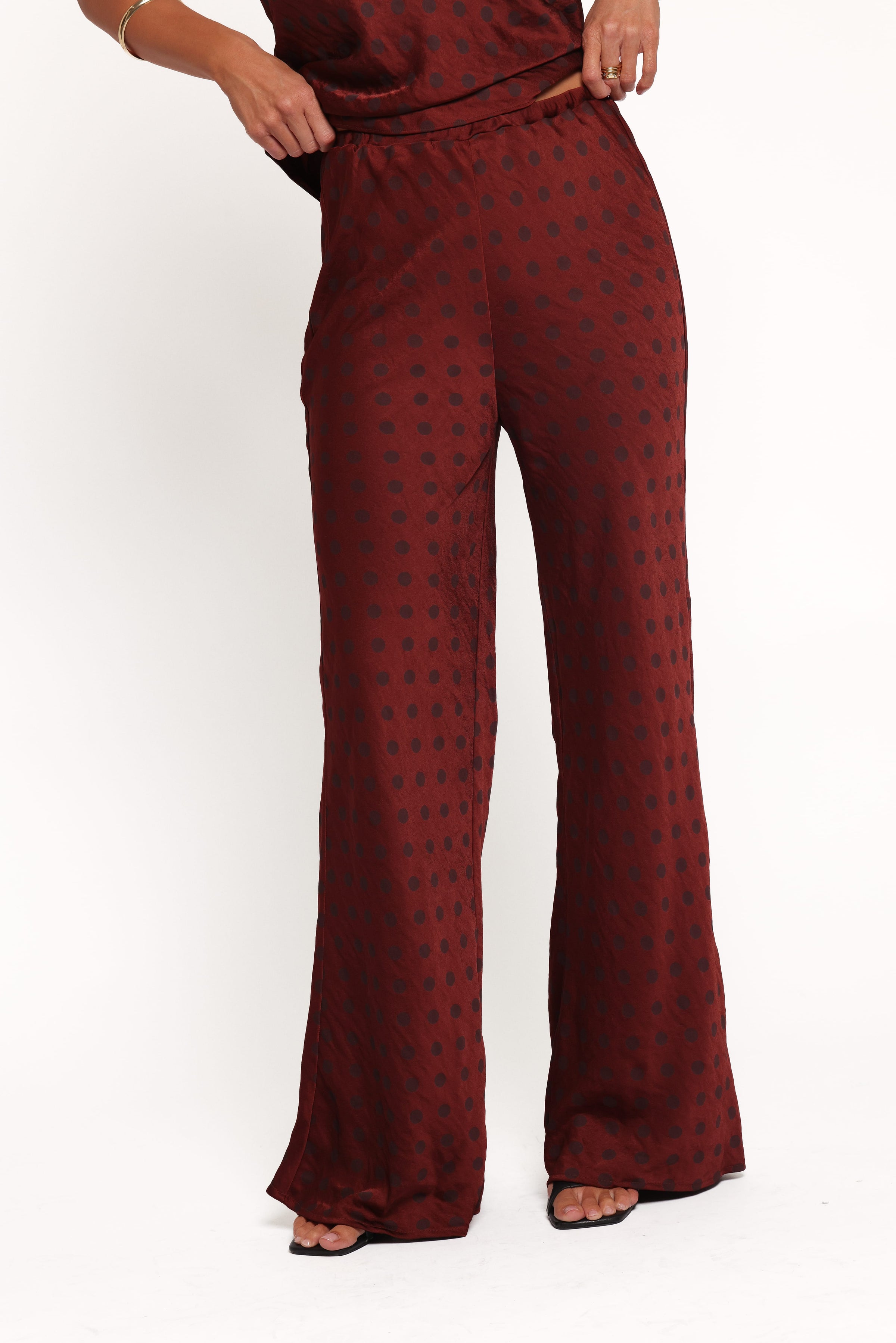 Mandie Pants - Brown/Maroon Dot