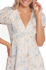 Marisol Mini Dress - Cream Blue Floral
