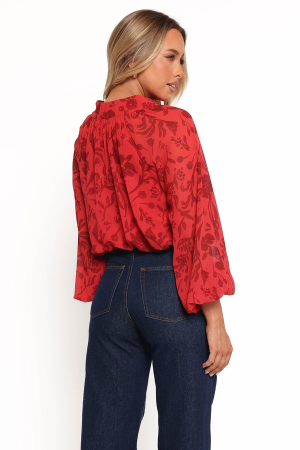 Marni Top - Red Floral