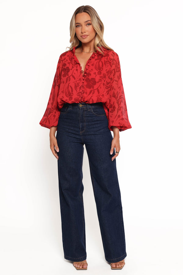 Marni Top - Red Floral