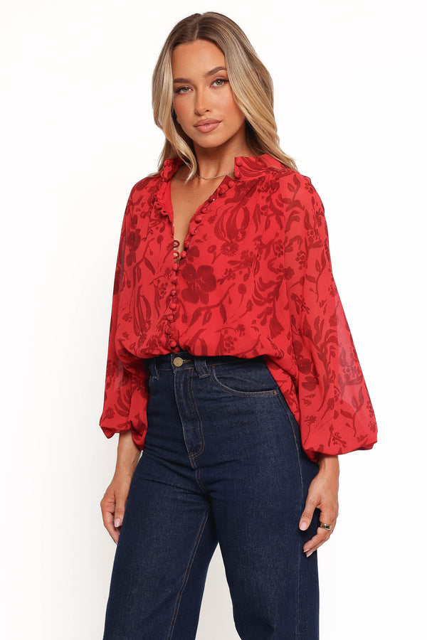 Marni Top - Red Floral