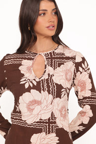 Marylon Mini Dress - Brown Floral