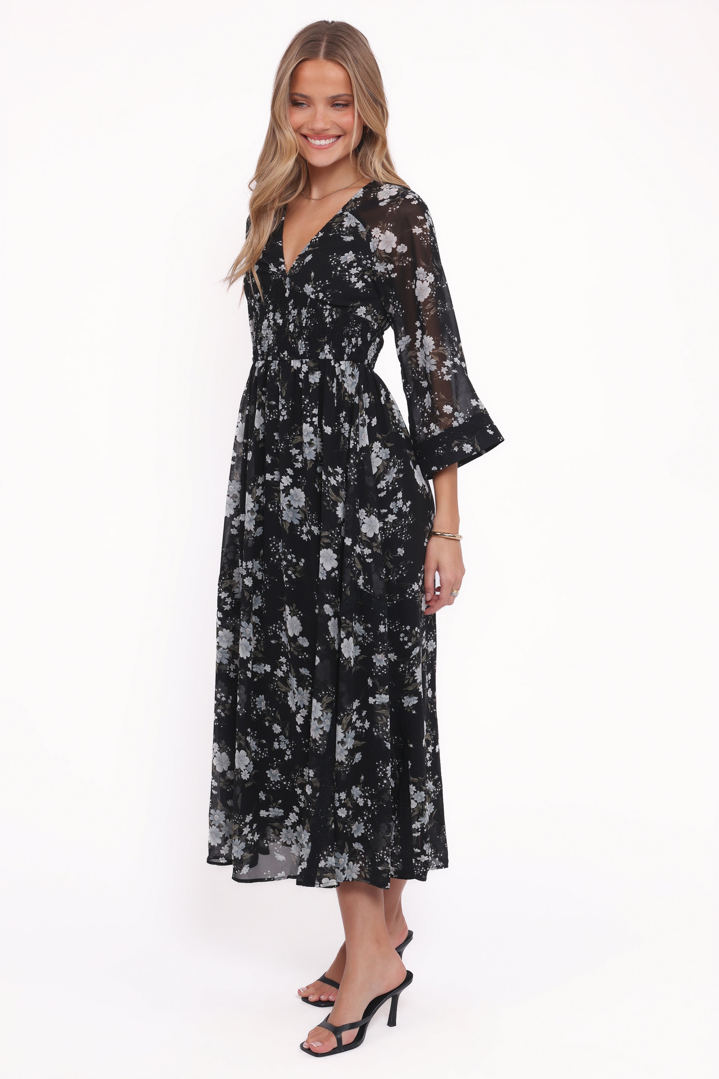 Mavis Long Sleeve Maxi Dress - Black Floral
