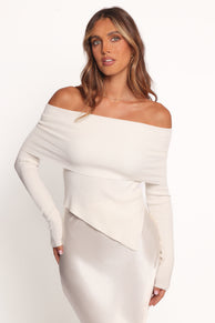 Mavis Off Shoulder Knit Top - Cream