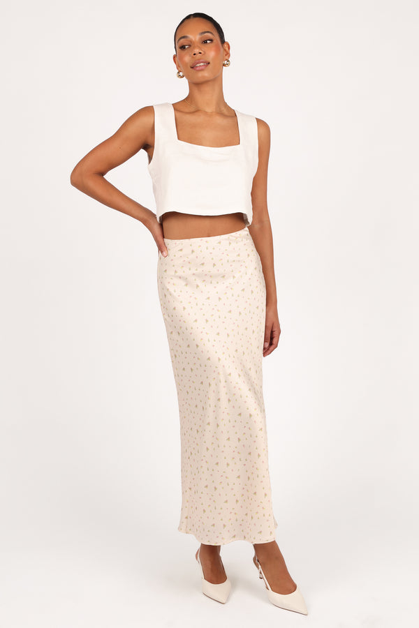 Mei Satin Midi Skirt - Tiny Blooms