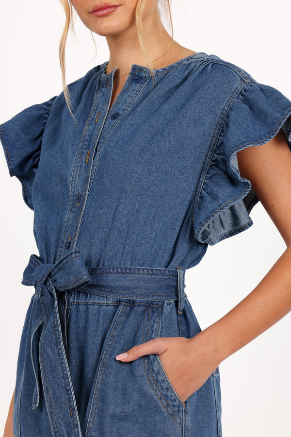 Mia Romper - Medium Denim