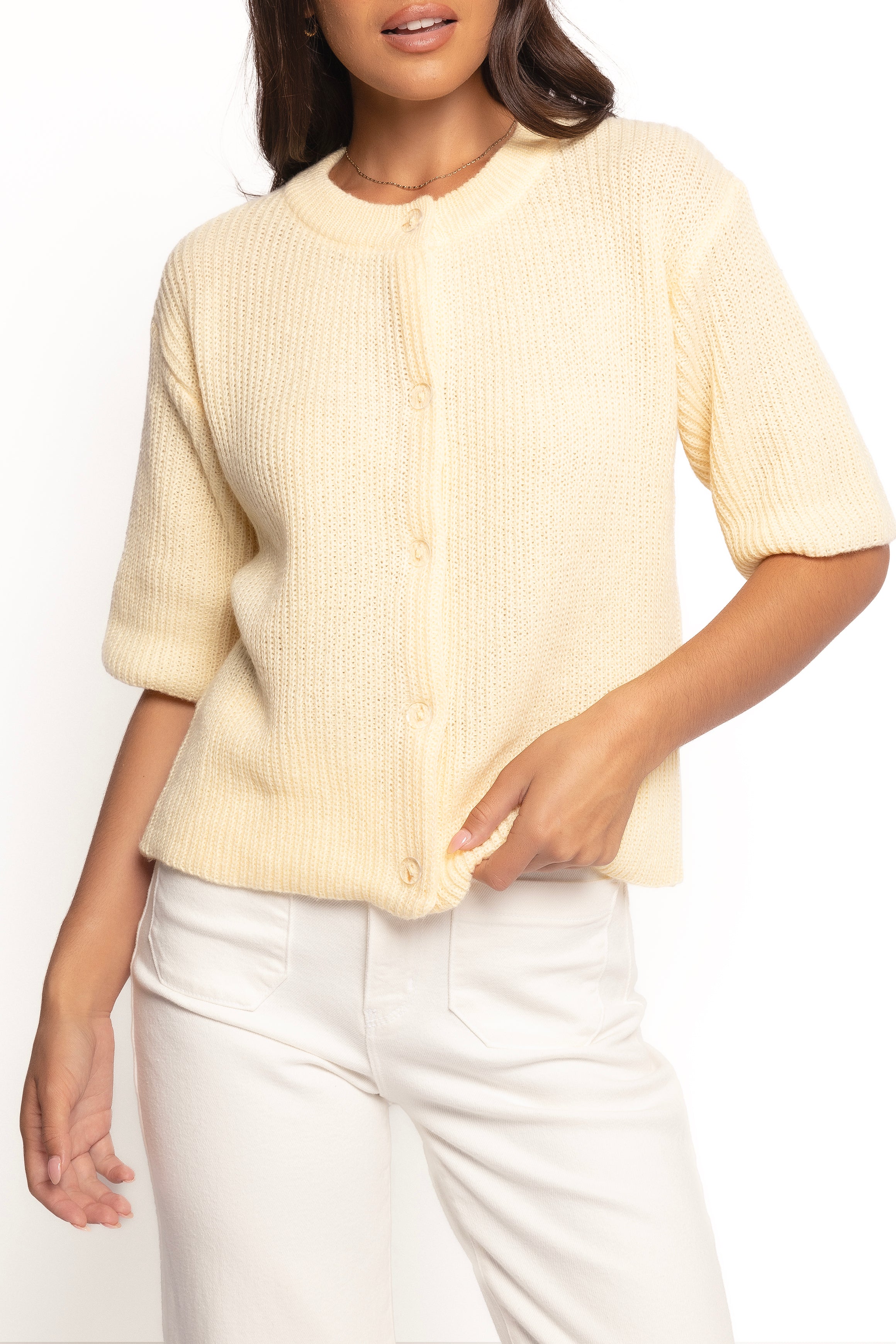 Miriam Short Sleeve Knit Top - Yellow