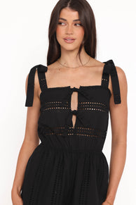 Morena Eyelet Romper - Black