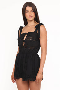 Morena Eyelet Romper - Black
