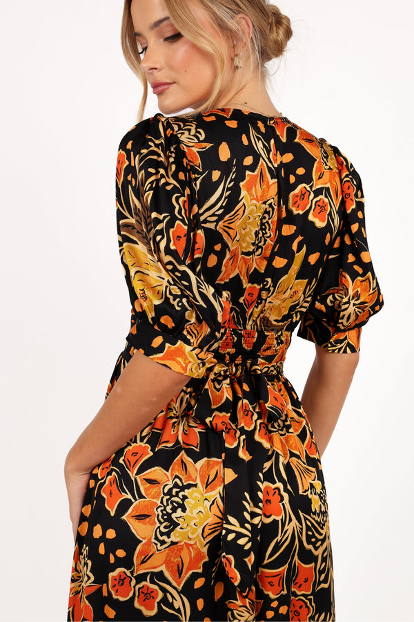 Nadalyn Midi Dress - Black/Multi