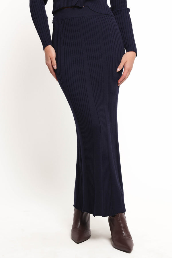 Neya Knit Skirt Set - Navy