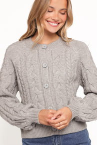 Nika Cable Knit Cardigan - Grey