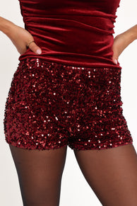 Scarlette Sequins Short - Burgundy