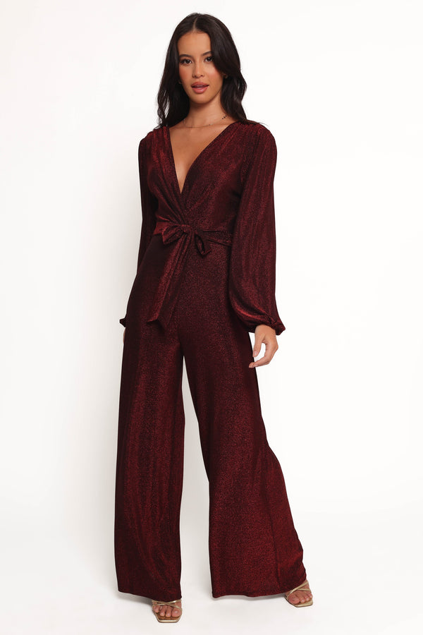 Nora Long Sleeve Jumpsuit - Red