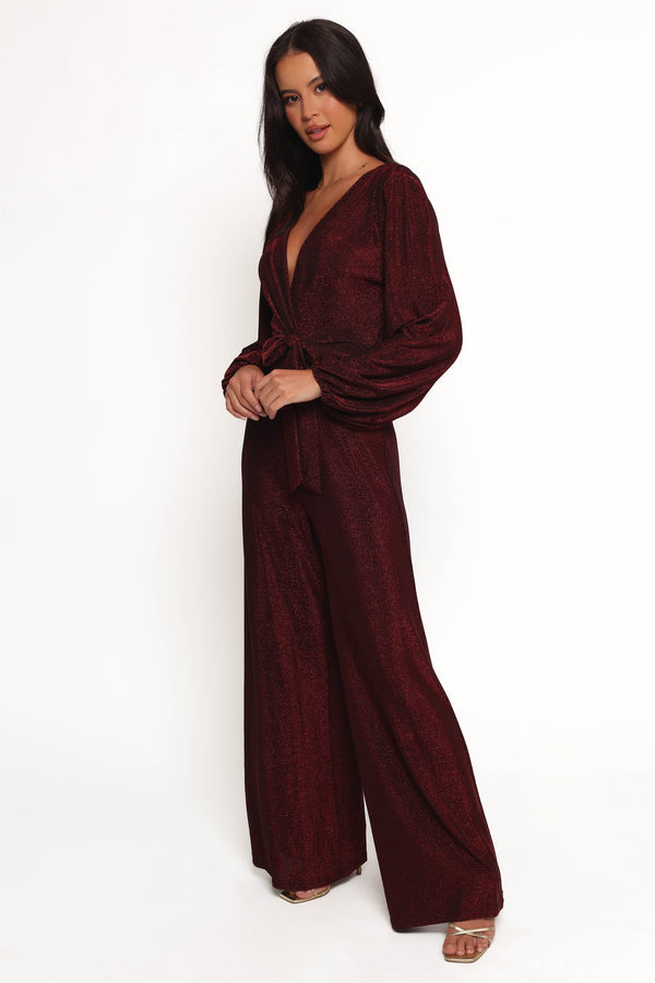 Nora Long Sleeve Jumpsuit - Red