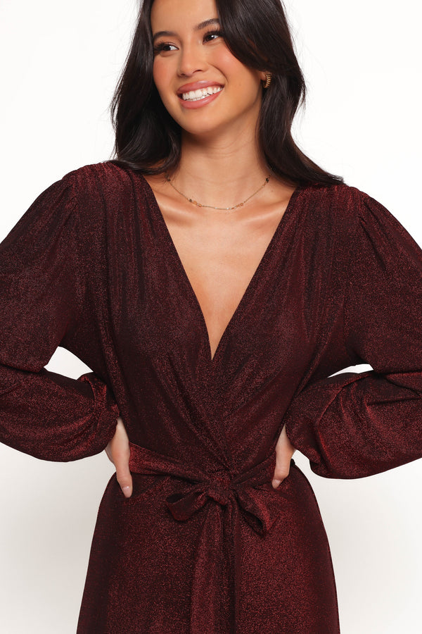 Nora Long Sleeve Jumpsuit - Red