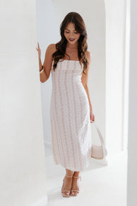 Norma Strapless Midi Dress - Pink Floral