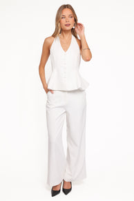 Odelia Halter Vest Pant Set - White