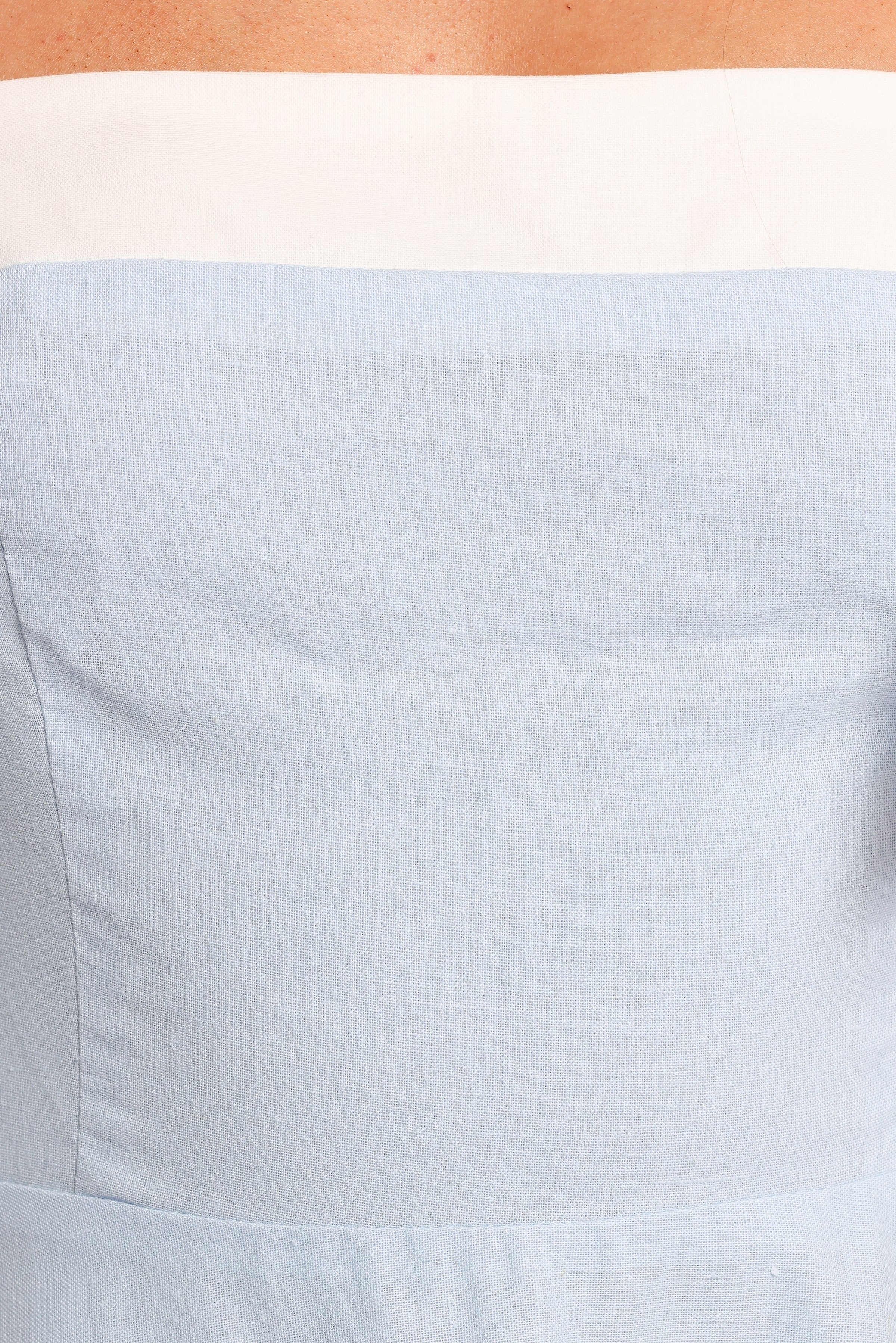 Olinda Midi Dress - Pale Blue/White