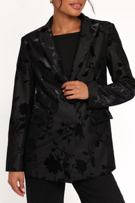 Ollie Burnout Blazer - Black Velvet