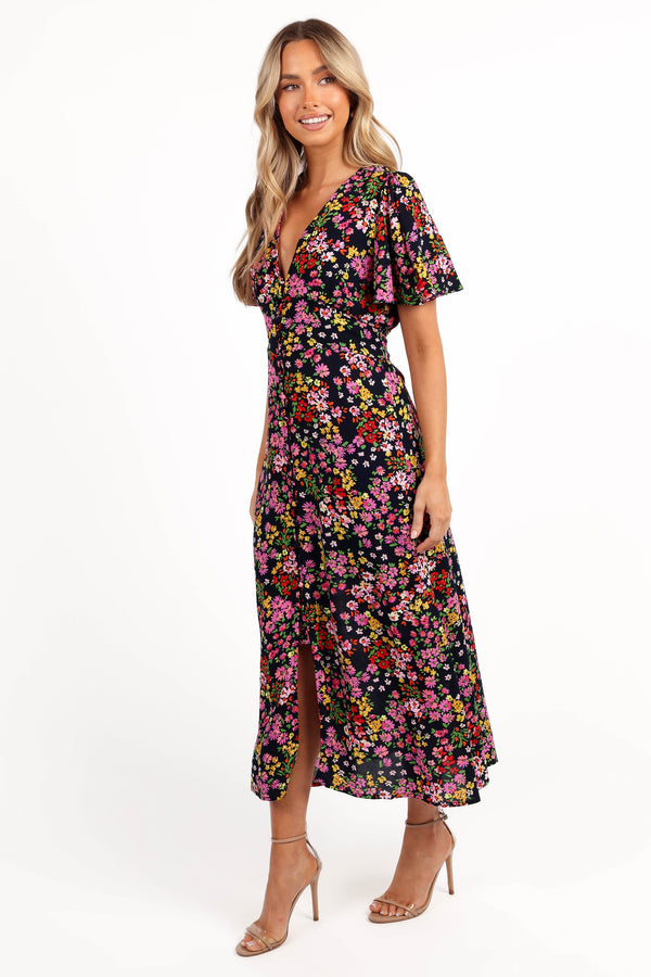 Owena Midi Dress - Midnight Daisy