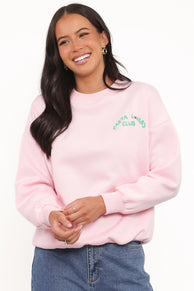 Pasta Lovers Club Graphic Sweater - Pink