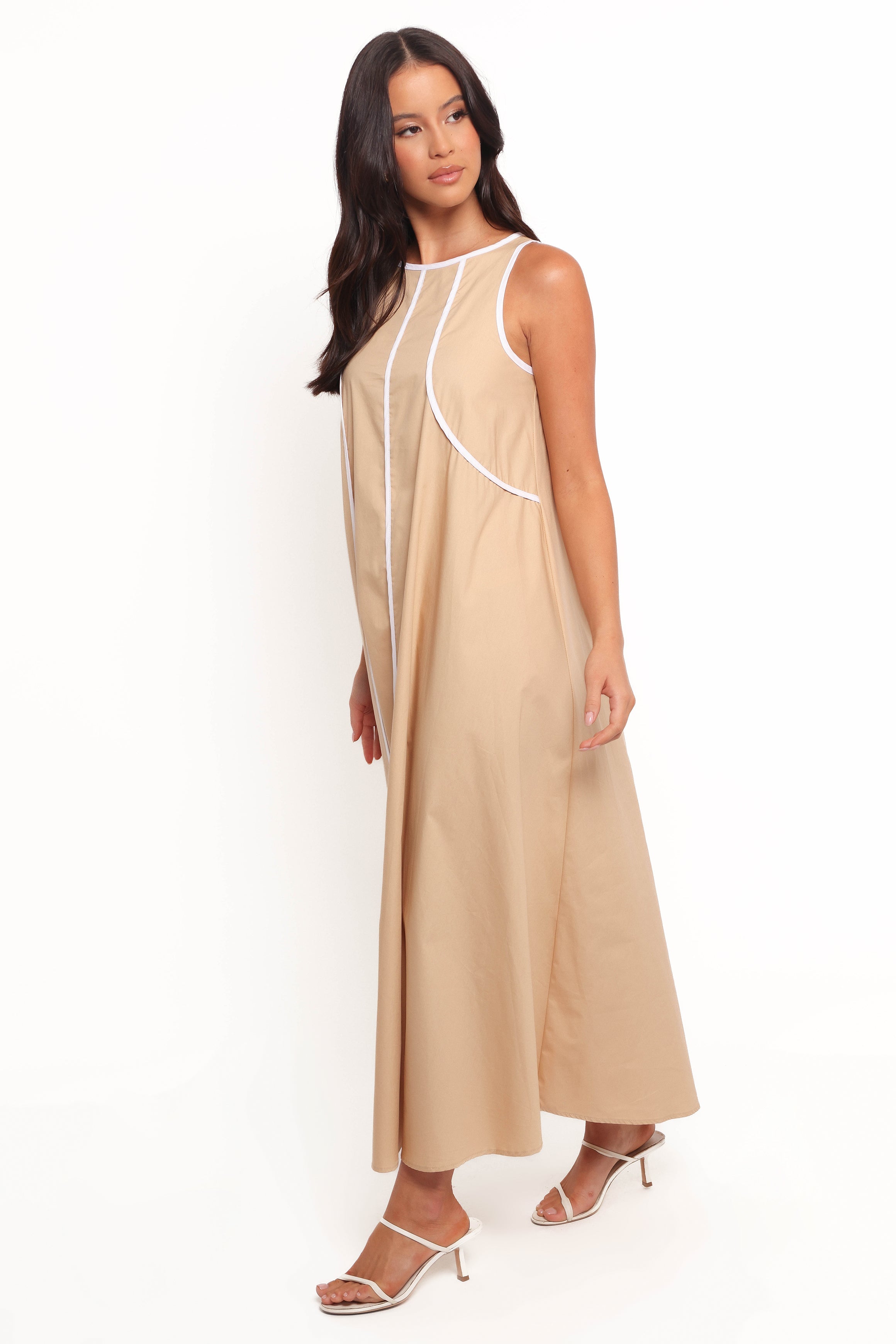 Peppa Maxi Dress - Beige/White