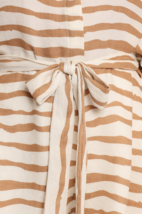 Peppiatt Batwing Playsuit - Tan Stripe