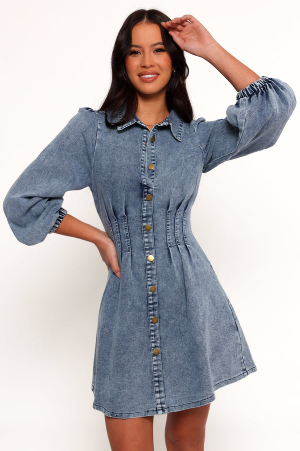 Phoenix Long Sleeve Mini Dress - Denim