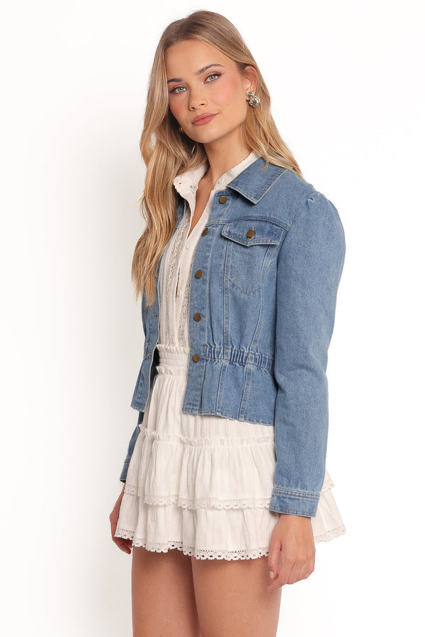 Raine Peplum Denim Jacket - Denim