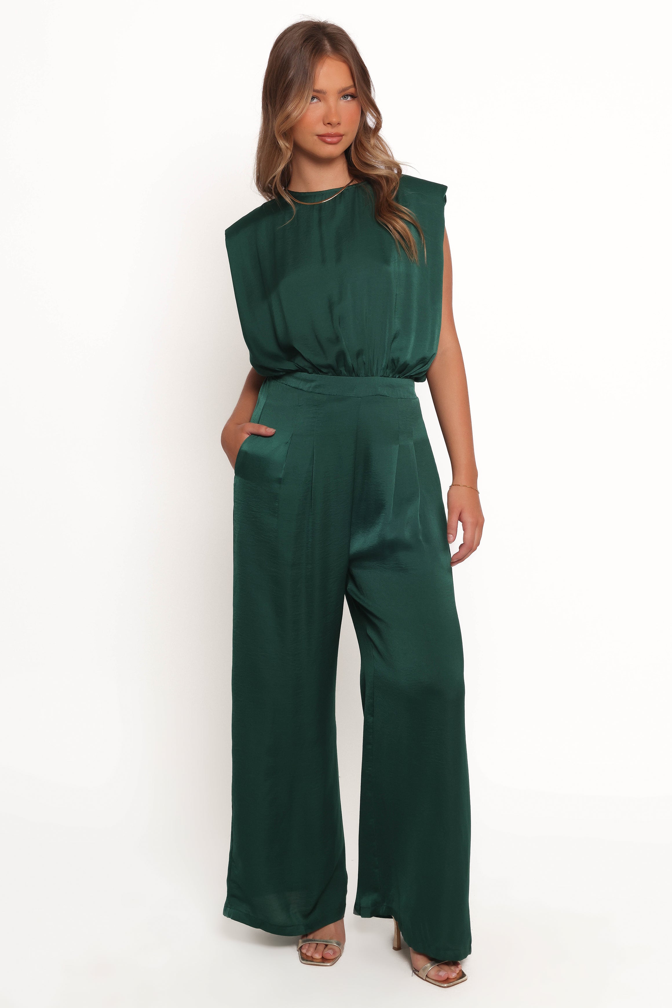 Dark green jump suit shops