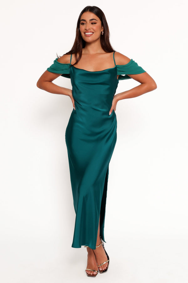 Reyna Off Shoulder Maxi Dress - Emerald Green