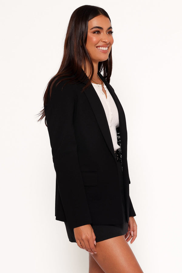 Ronny Open Front Knit Blazer - Black