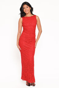 Ruben Lace Maxi Dress - Red