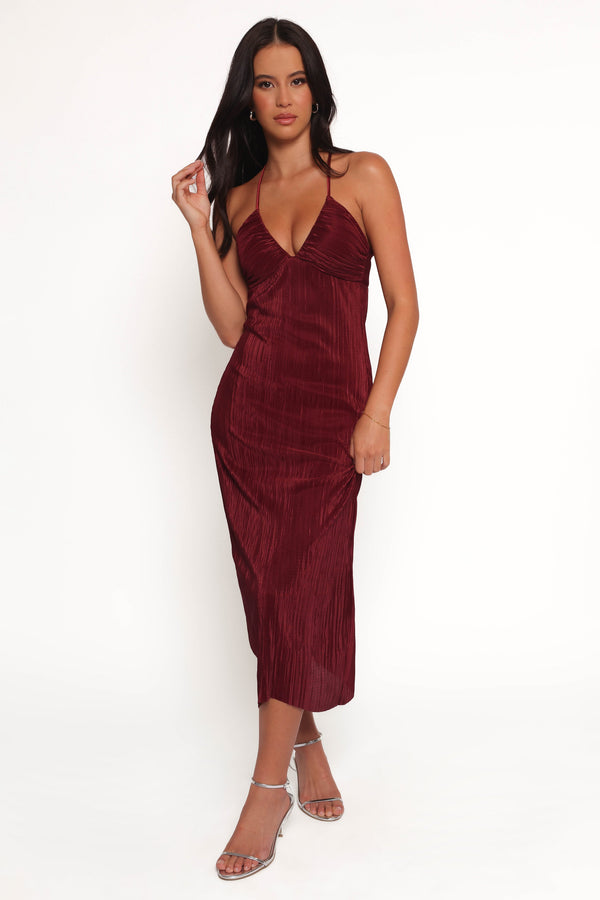 Safi Plisse Maxi Dress - Wine