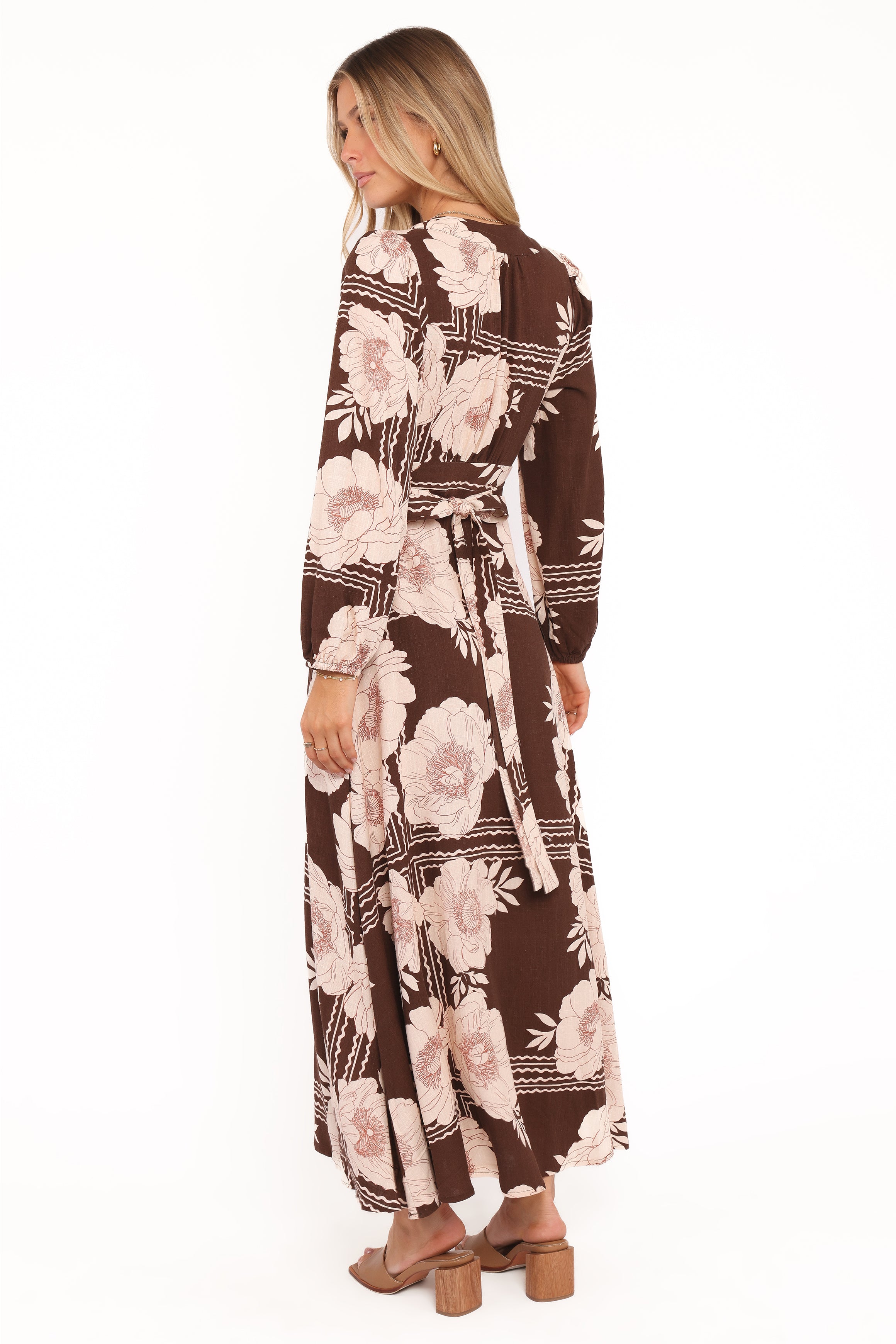 Safia Midi Dress - Brown Floral