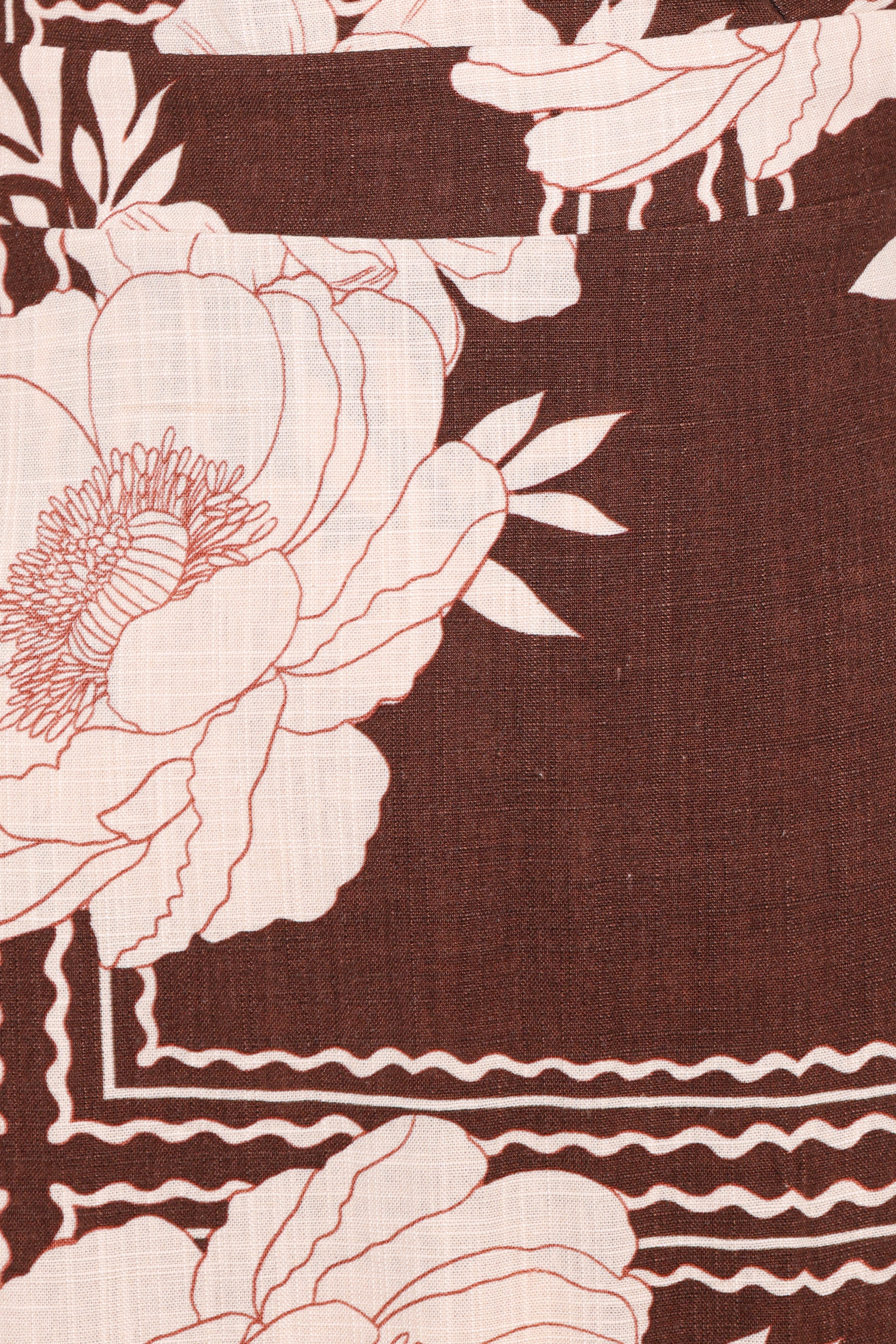 Safia Midi Dress - Brown Floral