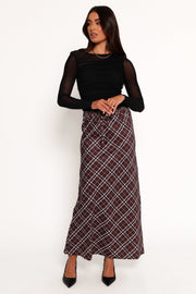 Sandra Midi Skirt - Brown Check