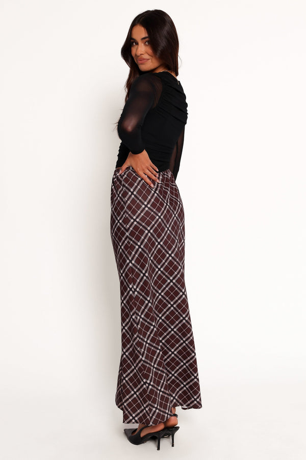 Sandra Midi Skirt - Brown Check