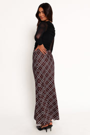 Sandra Midi Skirt - Brown Check