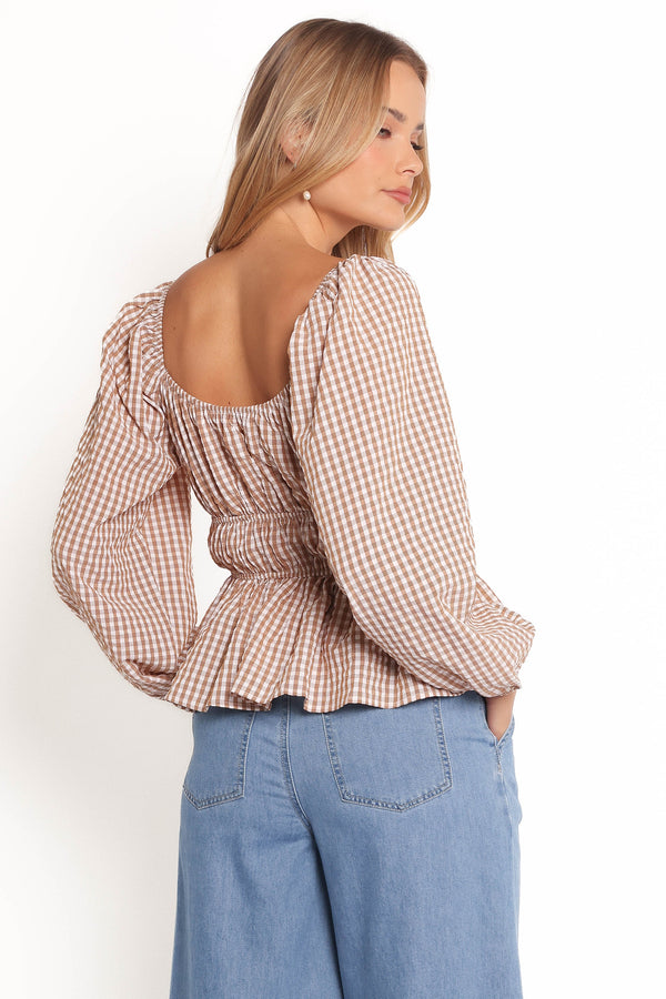 Saphia Top - Brown Check