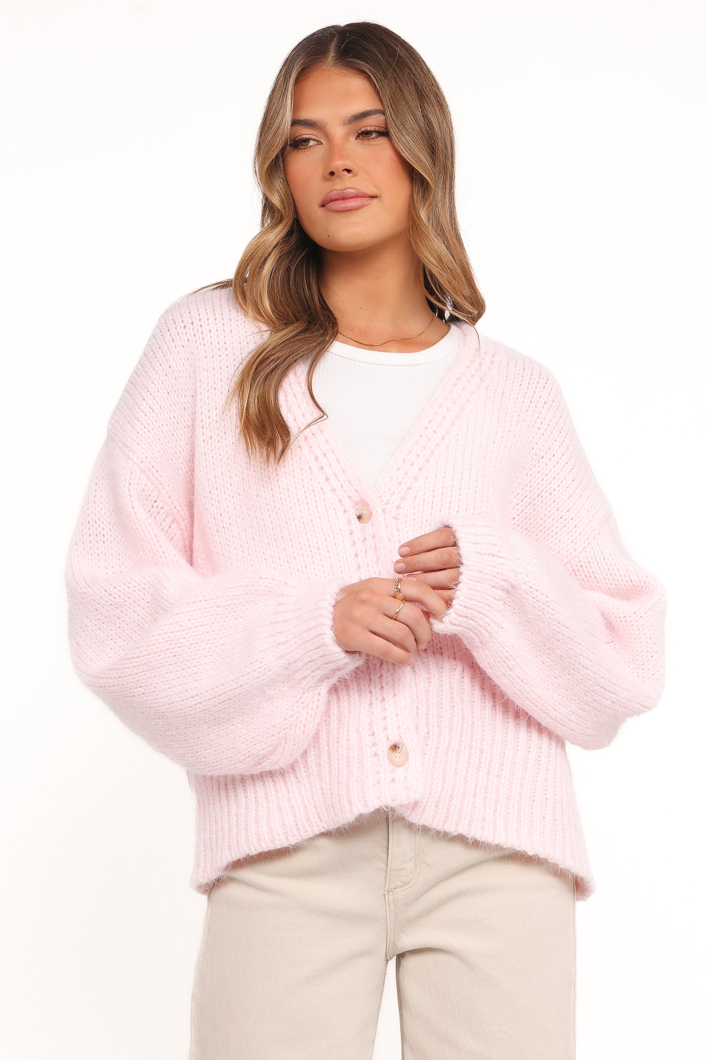 Selina Wide Sleeve Cardigan - Pale Pink