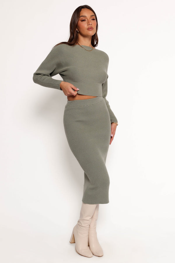 Serena Knitted Set - Olive