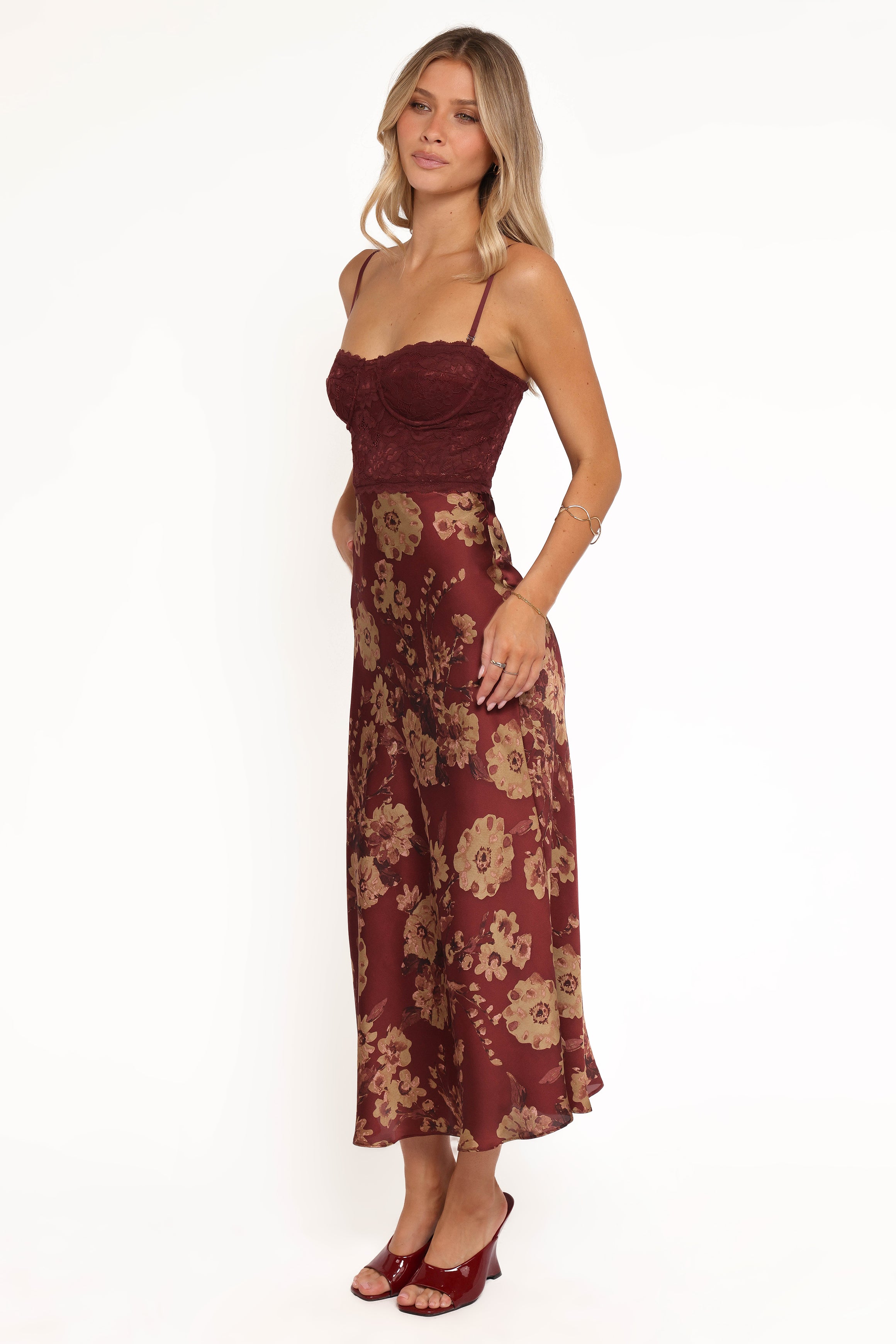 Shakira Midi Dress - Bronzed Merlot